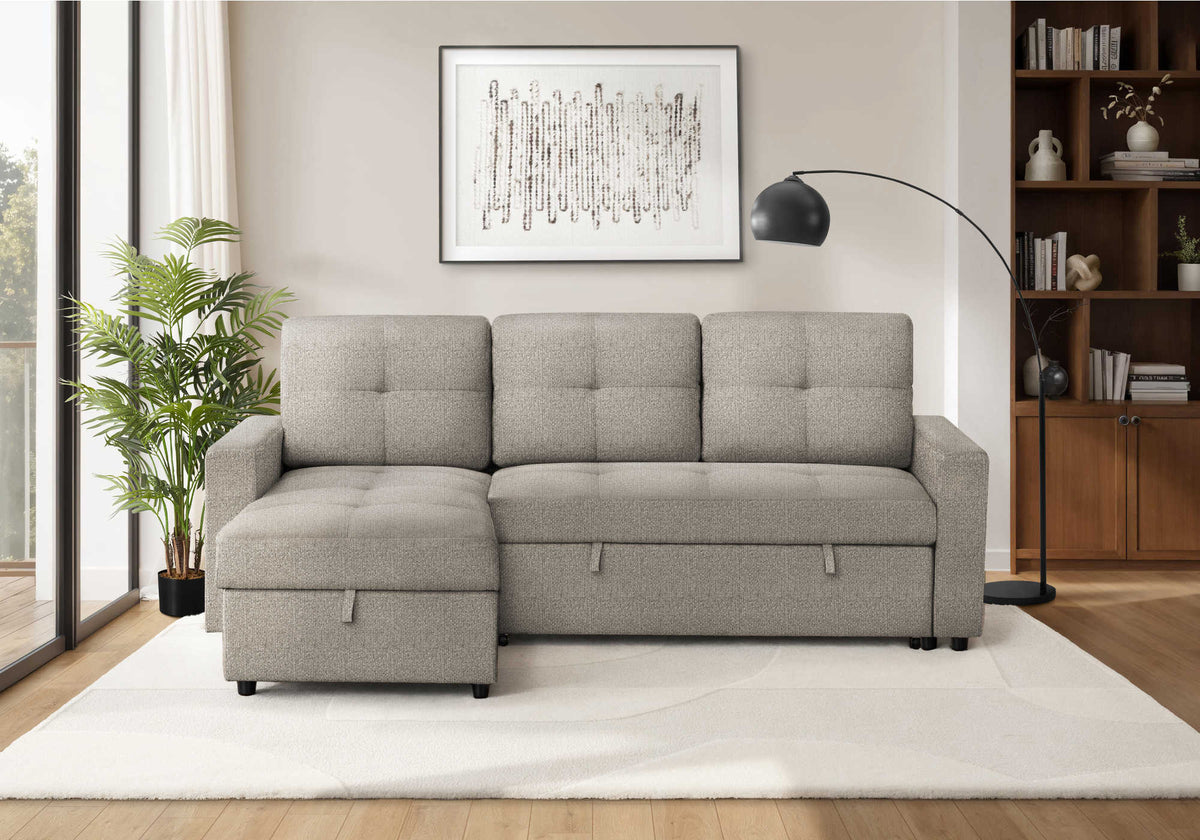 SLEEPER SOFA - L/R STORAGE LOUNGER BROWN FABRIC # LUMOS-31