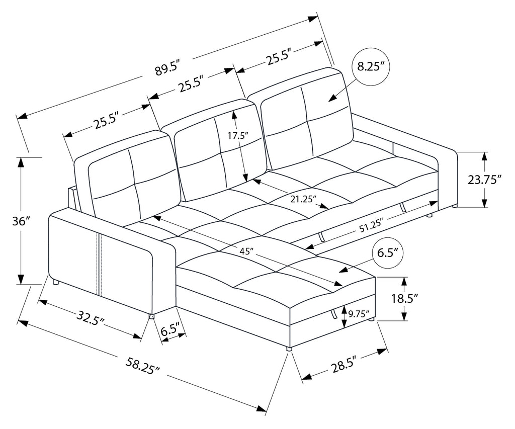 SLEEPER SOFA - L/R STORAGE LOUNGER RUST FABRIC # LUMOS-44