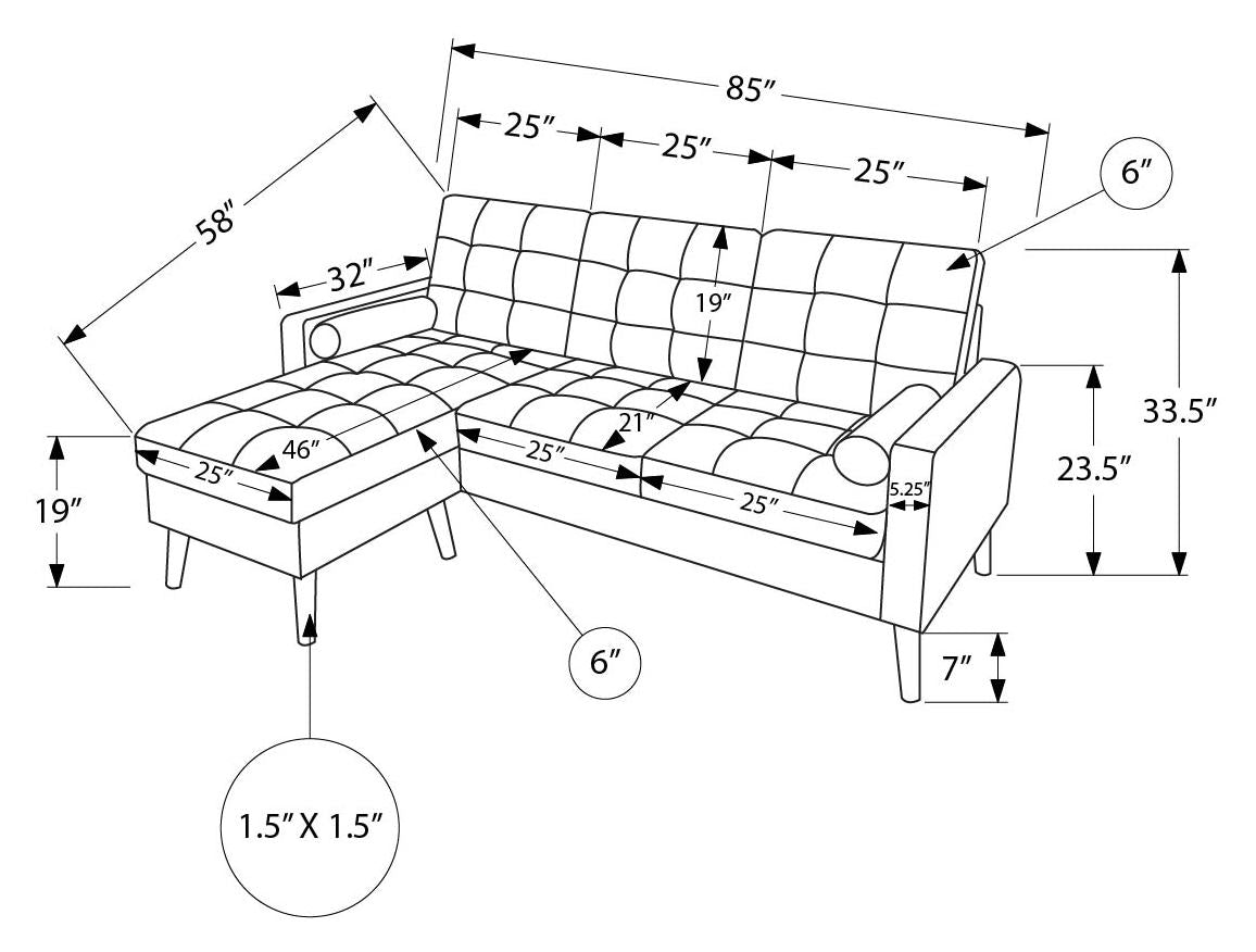 SOFA LOUNGER - L/R FACING WITH 2 PILLOWS / ORANGE #LUMOS-68