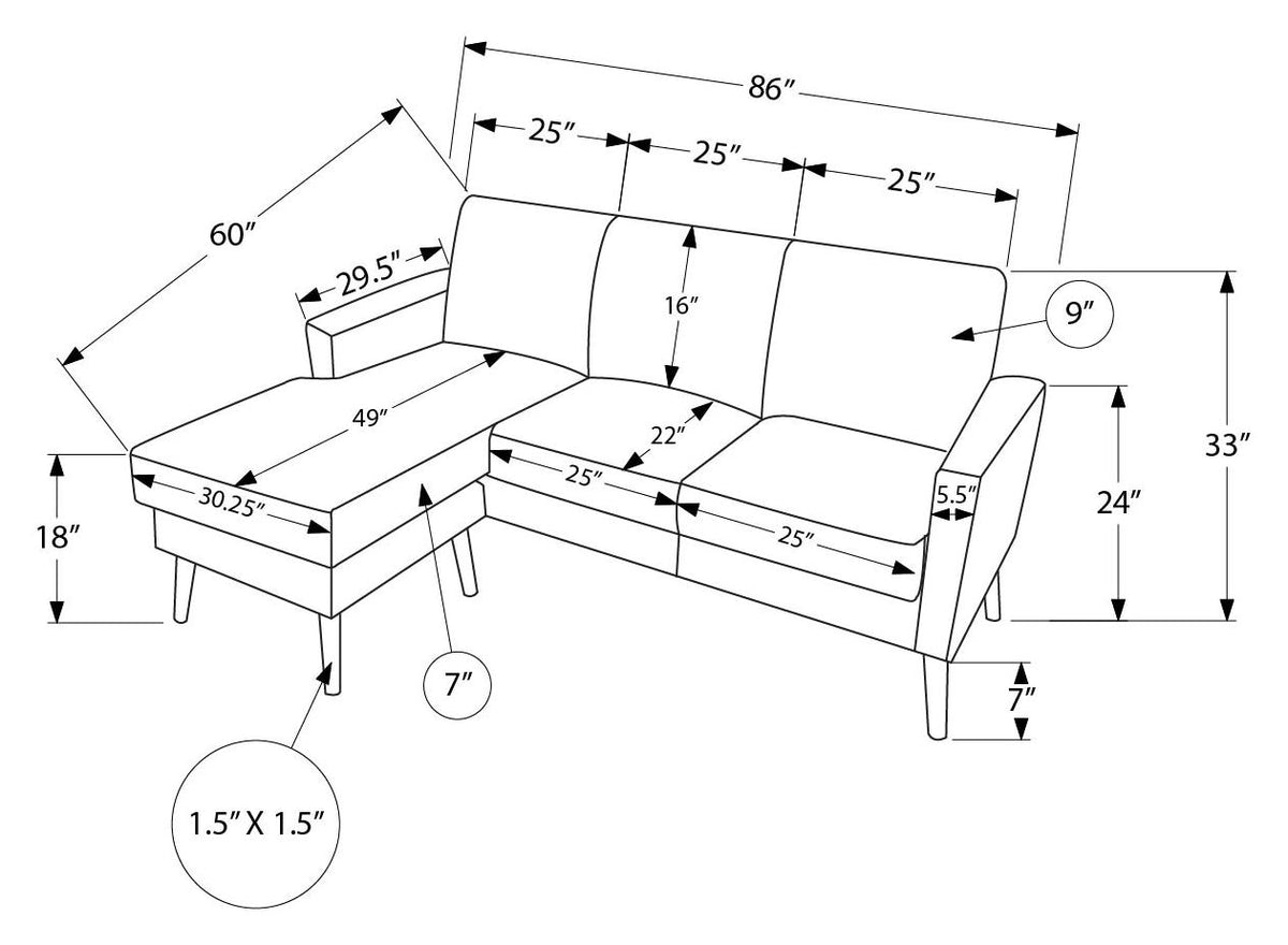 SOFA LOUNGER - L/R FACING / COGNAC PU #3007-10