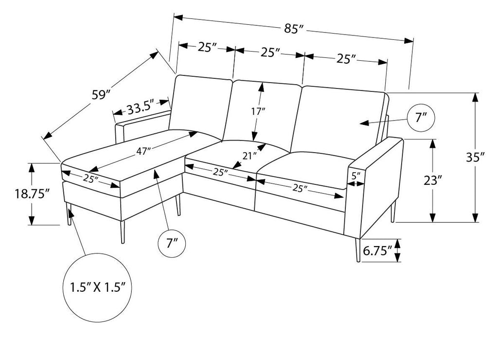 SOFA LOUNGER - L/R FACING / GREY PU #RA-02