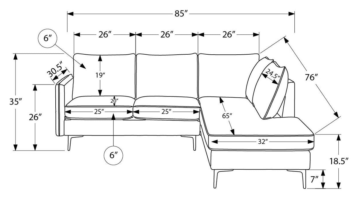 SOFA SECTIONAL - L/ARM FACING - BEIGE FABRIC #COACH-4