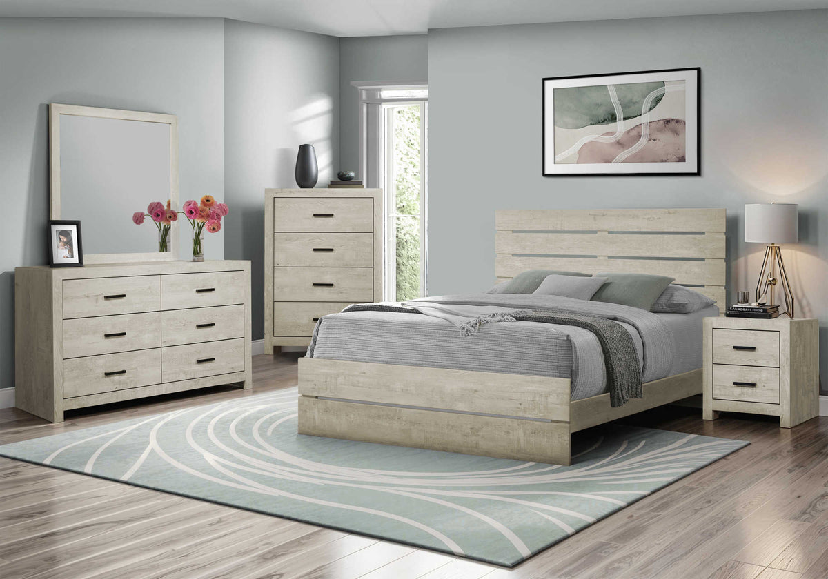 QUEEN SIZE BED / BLEACHED OAK FINISH