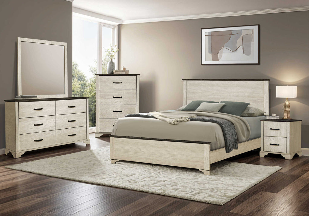 QUEEN SIZE BED / BLEACHED OAK FINISH / OAK TOP
