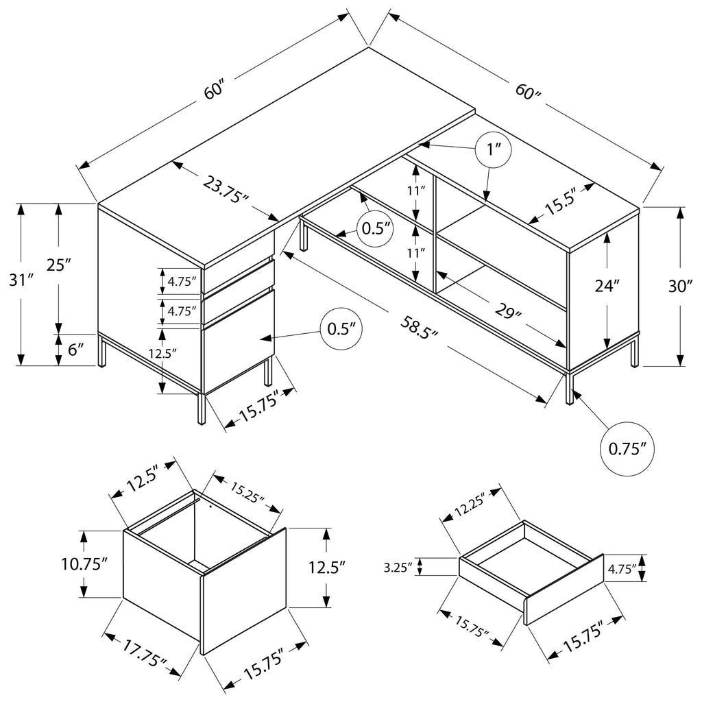 COMPUTER DESK - 60"L / LIGHT OAK L-SHAPED CORNER